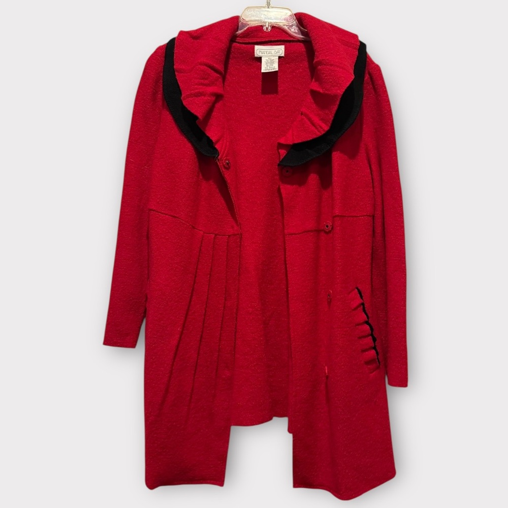 Vintage Mandal Bay Red Wool Blend Coat Sz M